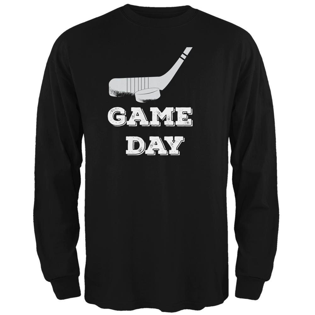 Game Day Hockey Black Adult Long Sleeve T-Shirt Men's Long Sleeves Old Glory 2XL Black 