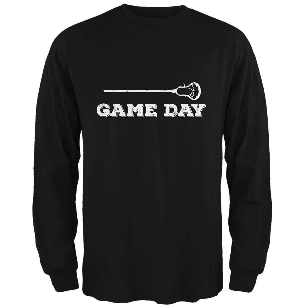 Game Day Lacrosse Black Adult Long Sleeve T-Shirt Men's Long Sleeves Old Glory SM Black 