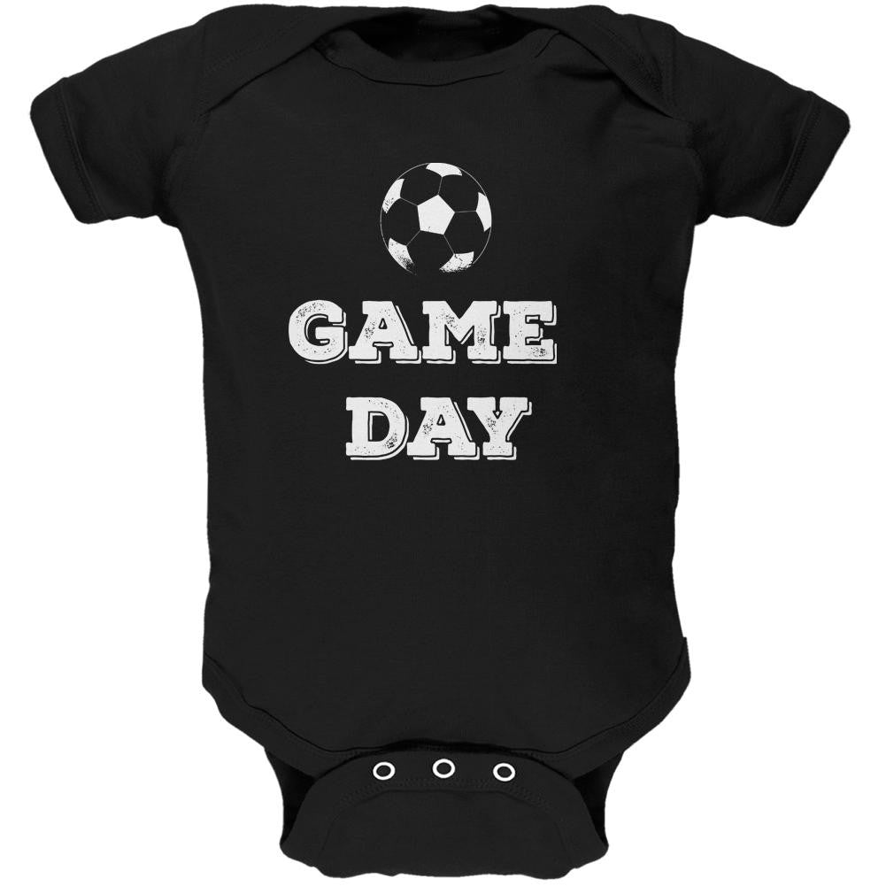 Game Day Soccer Black Soft Baby One Piece Baby One Piece Old Glory 0-3M Black 