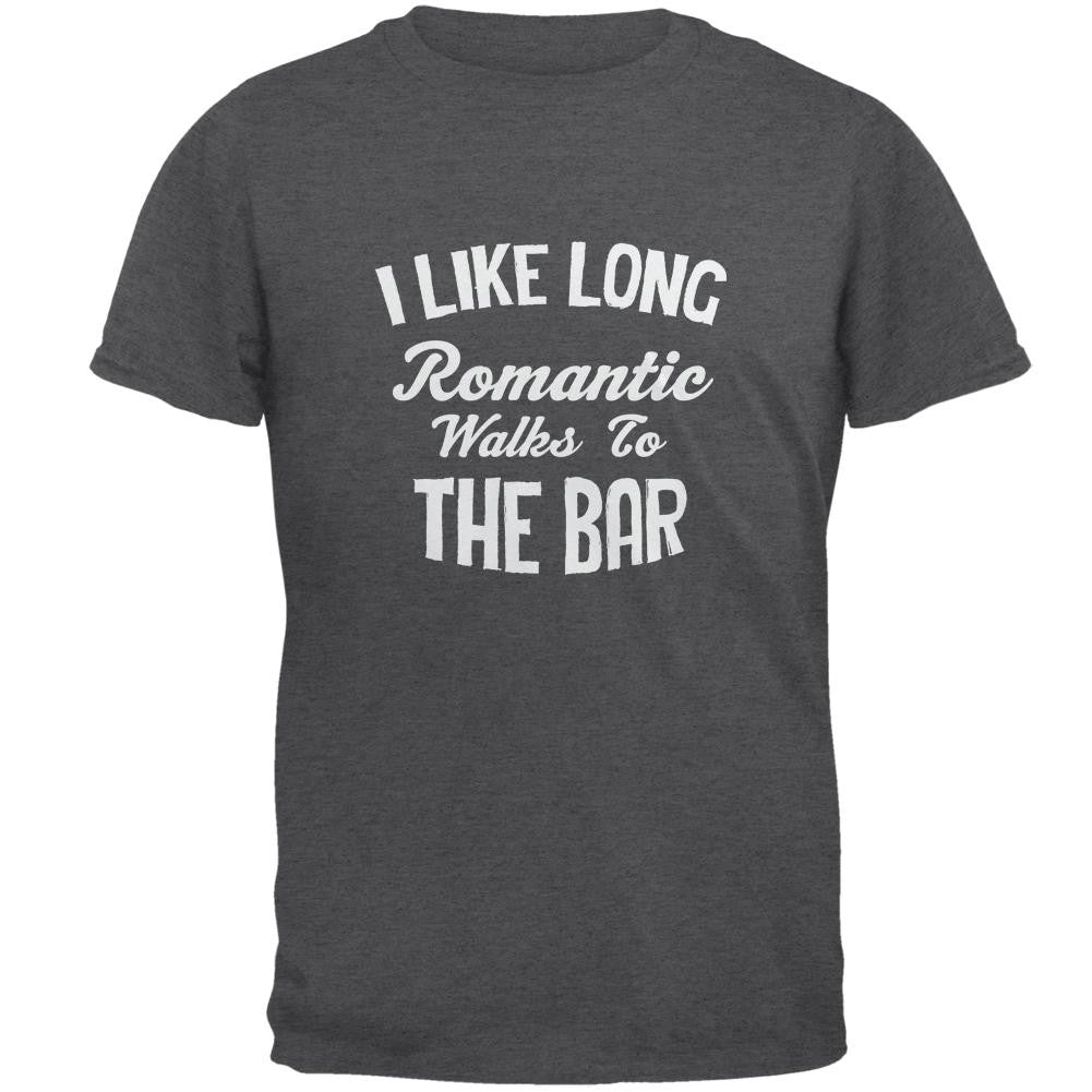 Long Romantic Walks To The Bar Dark Heather Adult T-Shirt Men's T-Shirts Old Glory 2XL Grey 