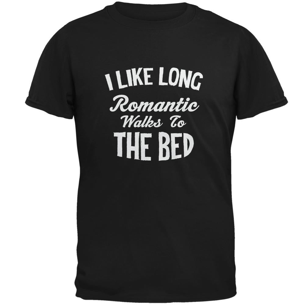 Long Romantic Walks To The Bed Black Adult T-Shirt Men's T-Shirts Old Glory 2XL Black 