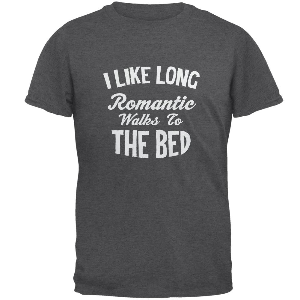 Long Romantic Walks To The Bed Dark Heather Adult T-Shirt Men's T-Shirts Old Glory 2XL Grey 