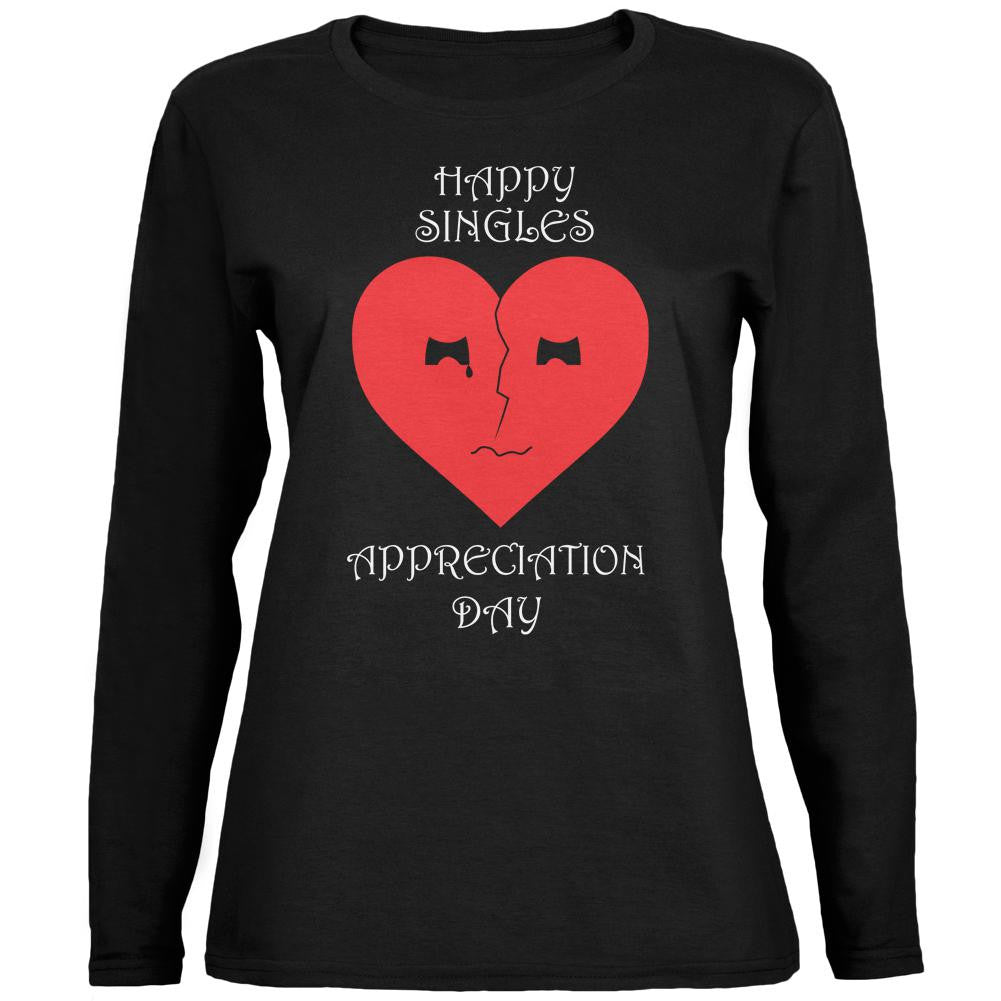 Sad Heart Singles Appreciation Day Black Womens Long Sleeve T-Shirt Women's Long Sleeves Old Glory 2XL Black 