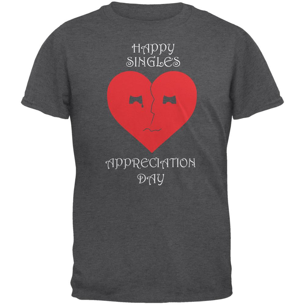 Sad Heart Singles Appreciation Day Heather Grey Adult T-Shirt Men's T-Shirts Old Glory 2XL Grey 