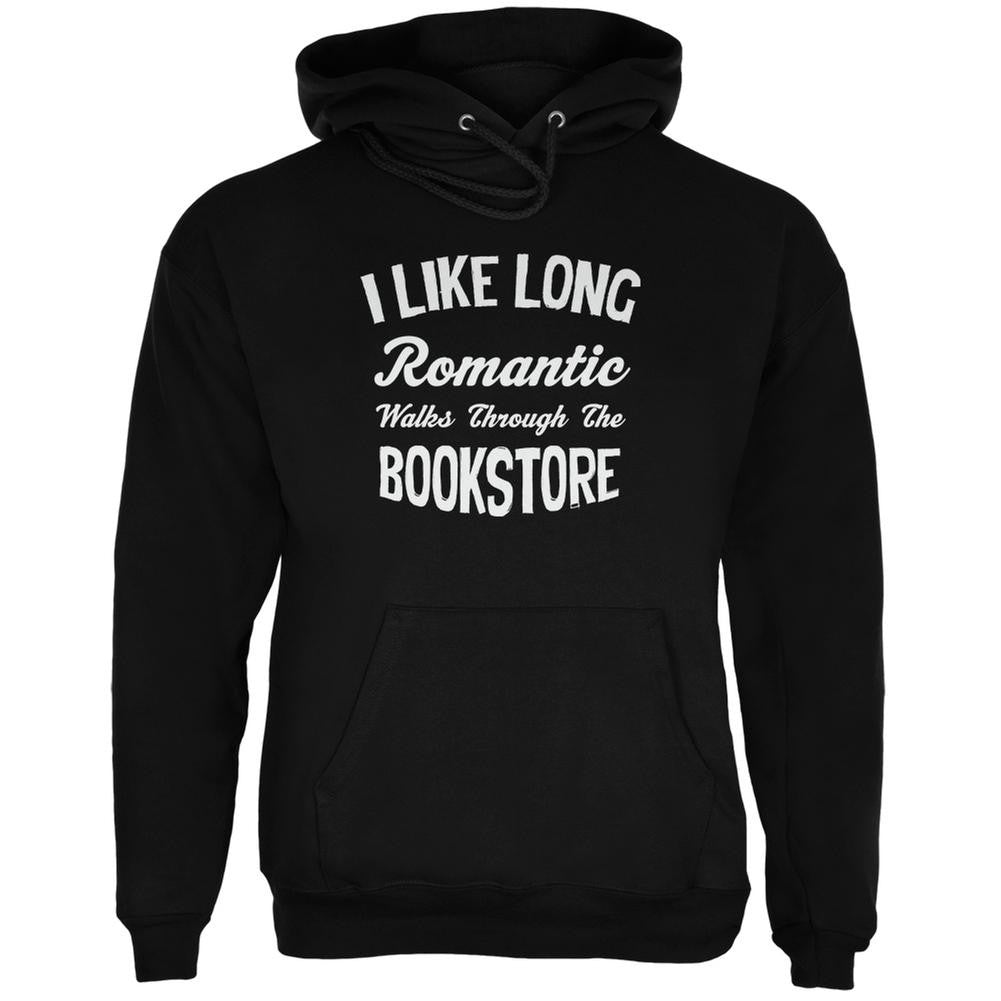 Long Romantic Walks Through The Bookstore Black Adult Hoodie Men's Hoodies Old Glory SM Black 