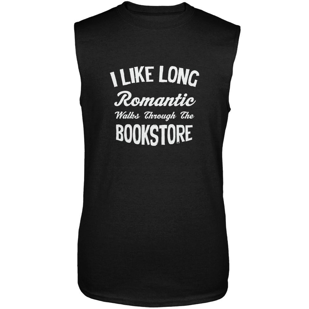 Long Romantic Walks Through The Bookstore Black Adult Sleeveless Shirt Men's Sleeveless T-Shirts Old Glory SM Black 