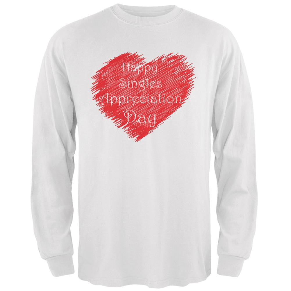 Scribble Singles Appreciation Day White Adult Long Sleeve T-Shirt Men's Long Sleeves Old Glory 2XL White 