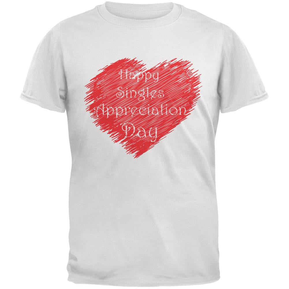 Scribble Singles Appreciation Day White Adult T-Shirt Men's T-Shirts Old Glory 2XL White 