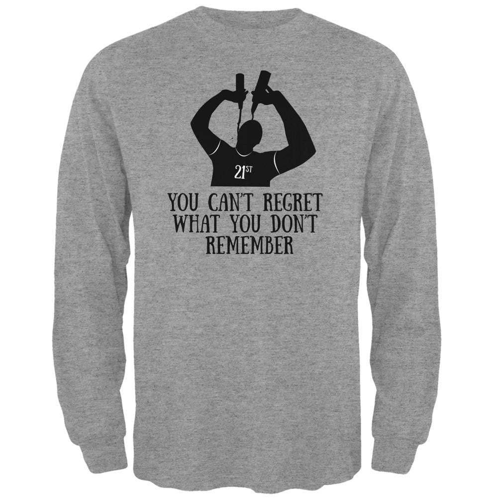 Can't Regret 21st Birthday Heather Grey Adult Long Sleeve T-Shirt Men's Long Sleeves Old Glory 2XL Grey 