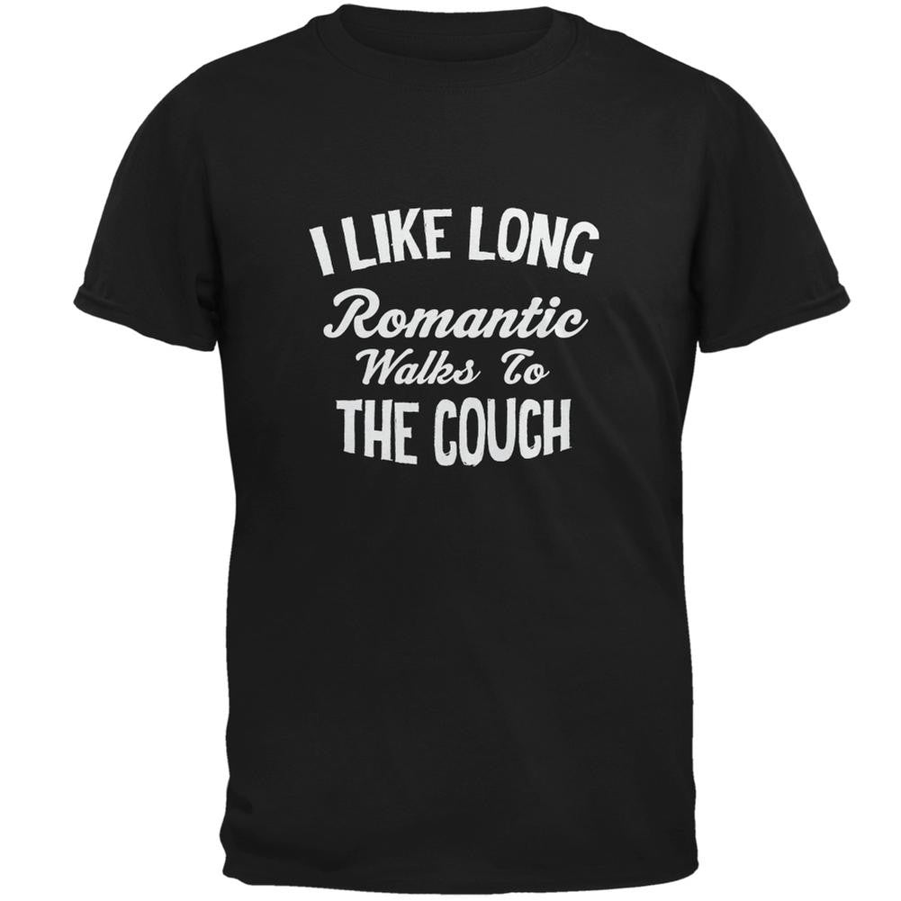 Long Romantic Walks To The Couch Black Adult T-Shirt Men's T-Shirts Old Glory 2XL Black 