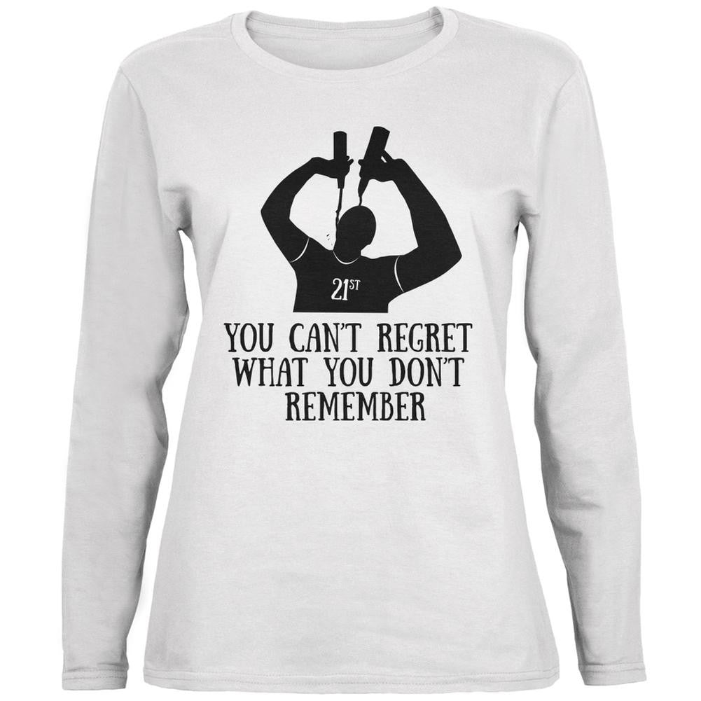 Can't Regret 21st Birthday White Womens Long Sleeve T-Shirt Women's Long Sleeves Old Glory 2XL White 