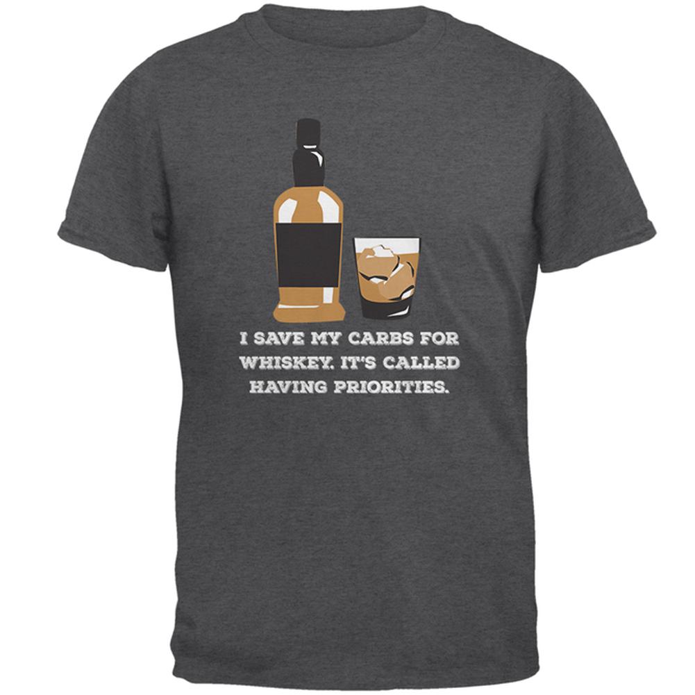 I Have Whiskey Priorities Dark Heather Adult T-Shirt Men's T-Shirts Old Glory SM Grey 