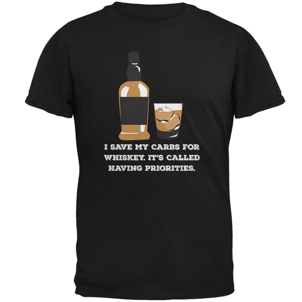 I Have Whiskey Priorities Black Adult T-Shirt Men's T-Shirts Old Glory SM Black 