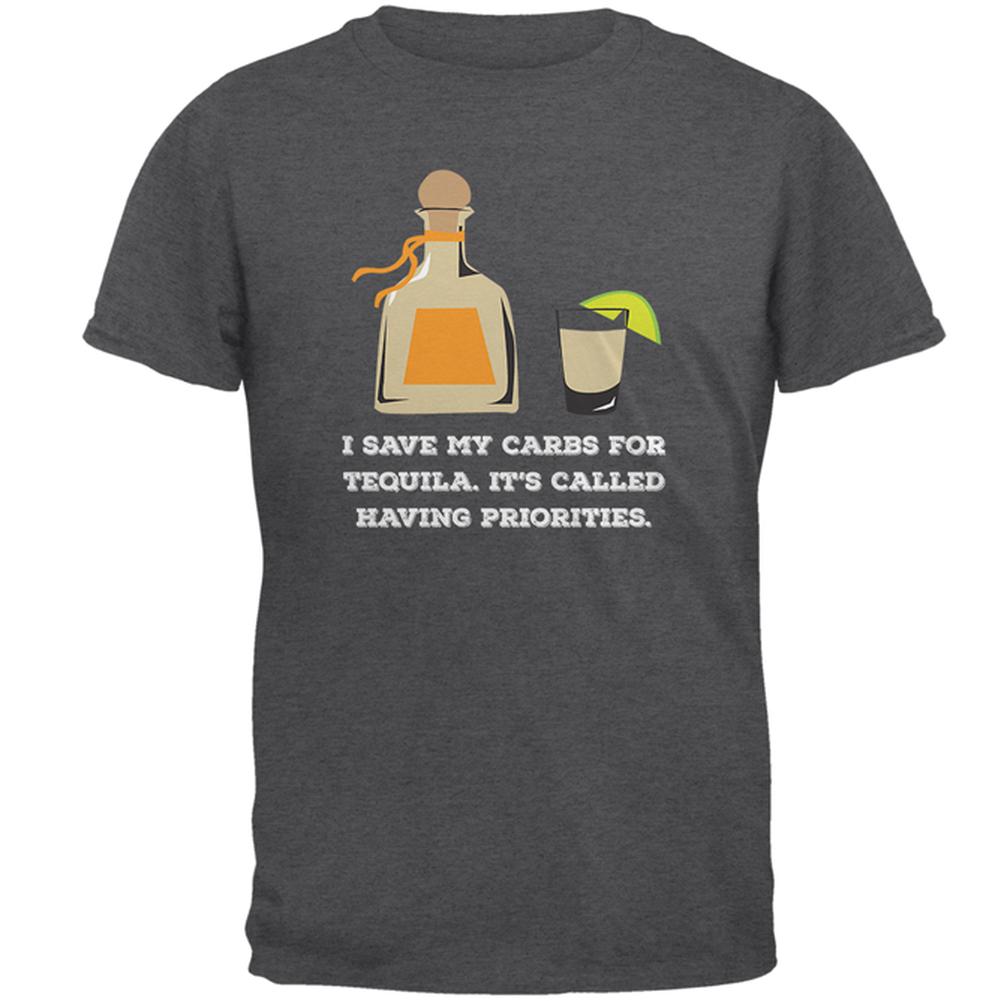 I Have Tequila Priorities Dark Heather Adult T-Shirt Men's T-Shirts Old Glory SM Grey 