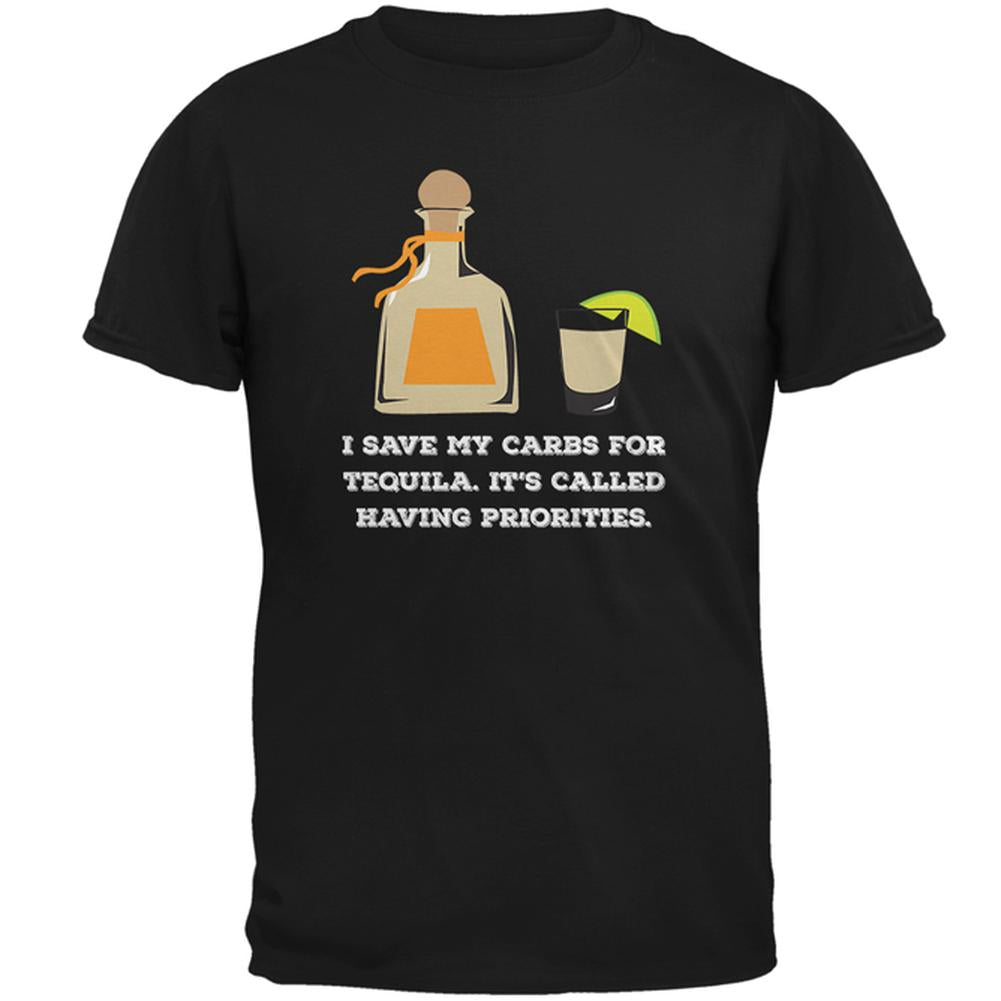 I Have Tequila Priorities Black Adult T-Shirt Men's T-Shirts Old Glory SM Black 