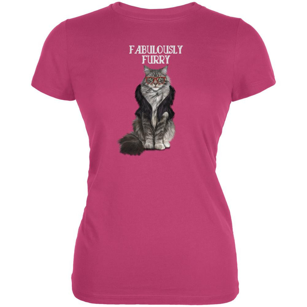 Fabulously Furry Berry Pink Juniors Soft T-Shirt Juniors T-Shirts Old Glory SM