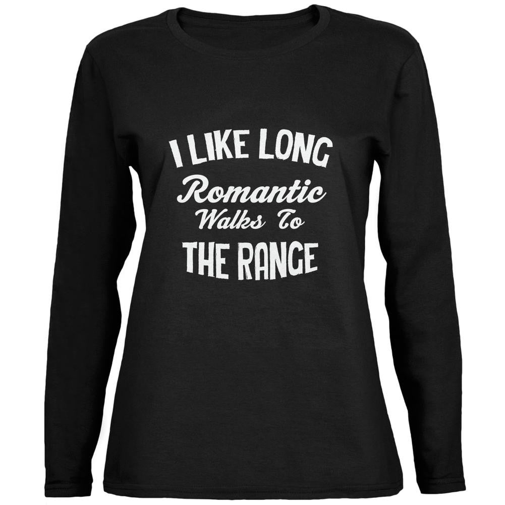 Long Romantic Walks To The Range Black Womens Long Sleeve T-Shirt Women's Long Sleeves Old Glory 2XL Black 