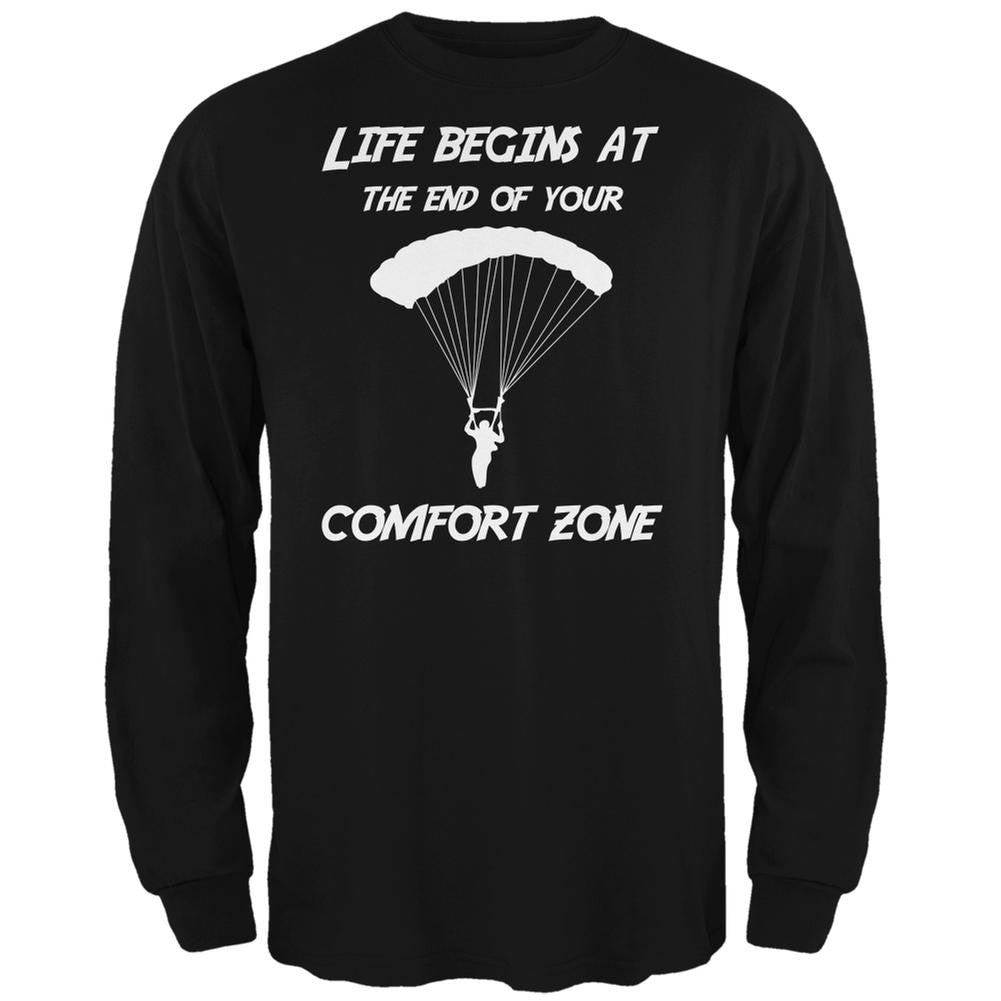 Comfort Zone Parachute Black Adult Long Sleeve T-Shirt Men's Long Sleeves Old Glory 2XL Black 