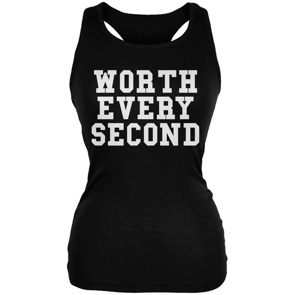 Worth Every Second Black Juniors Soft Tank Top Juniors Tank Tops Old Glory 2XL Black 