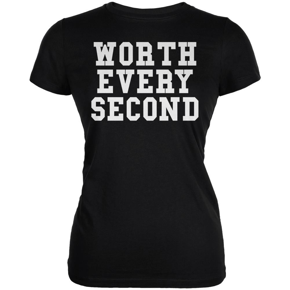 Worth Every Second Black Juniors Soft T-Shirt Juniors T-Shirts Old Glory 2XL Black 