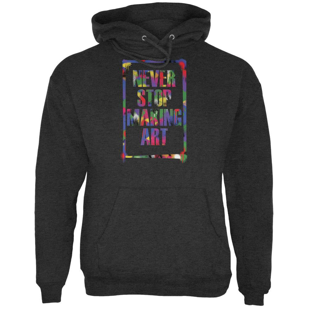 Never Stop Making Art Charcoal Heather Adult Hoodie Men's Hoodies Old Glory 2XL Grey 