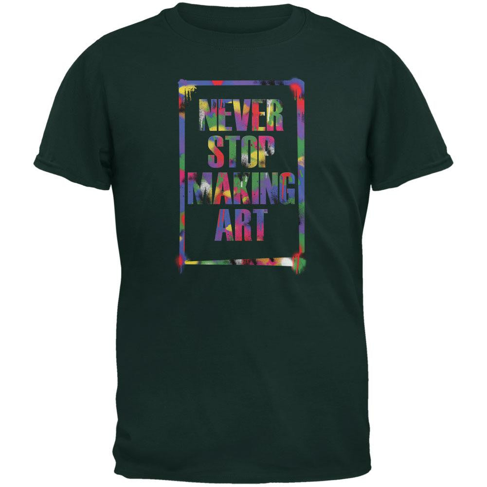 Never Stop Making Art Forest Adult T-Shirt Men's T-Shirts Old Glory 2XL Green 