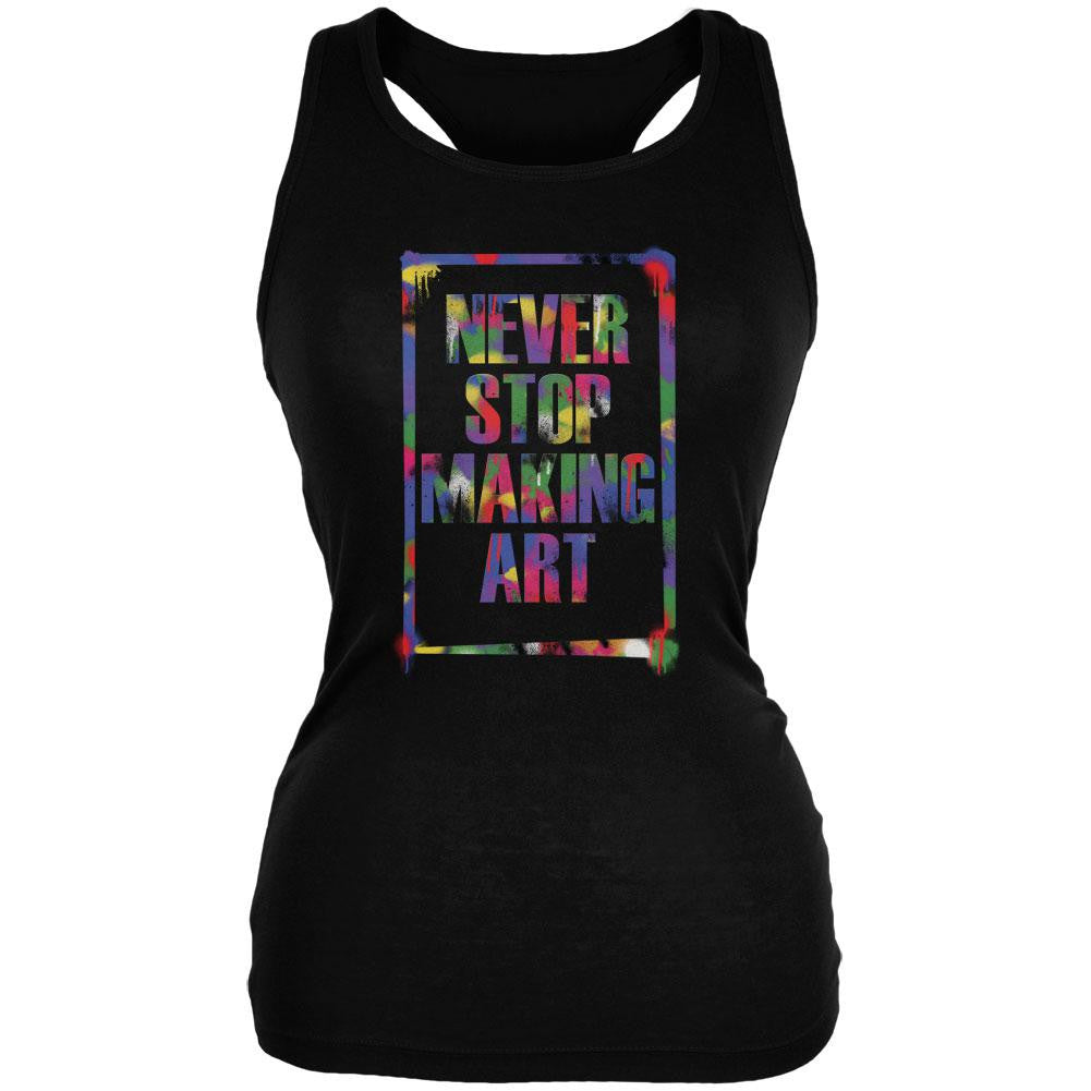 Never Stop Making Art Black Juniors Soft Tank Top Juniors Tank Tops Old Glory 2XL Black 