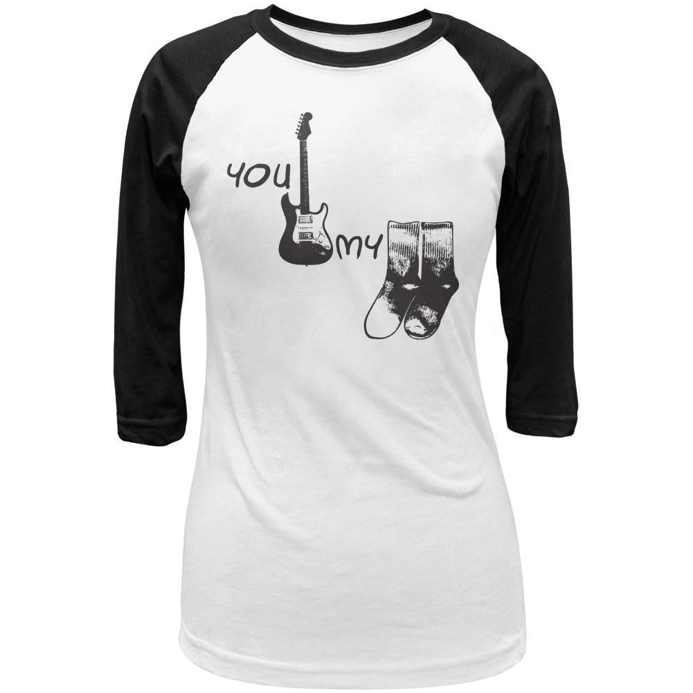 You Rock My Socks White-Black Juniors 3-4 Sleeve Raglan T-Shirt Juniors Raglans Old Glory LG Multi 