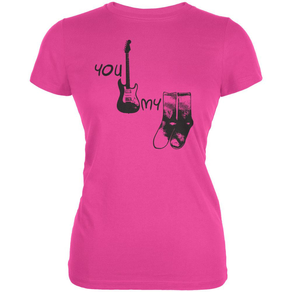 You Rock My Socks Hot Pink Juniors Soft T-Shirt Juniors T-Shirts Old Glory 2X Pink 