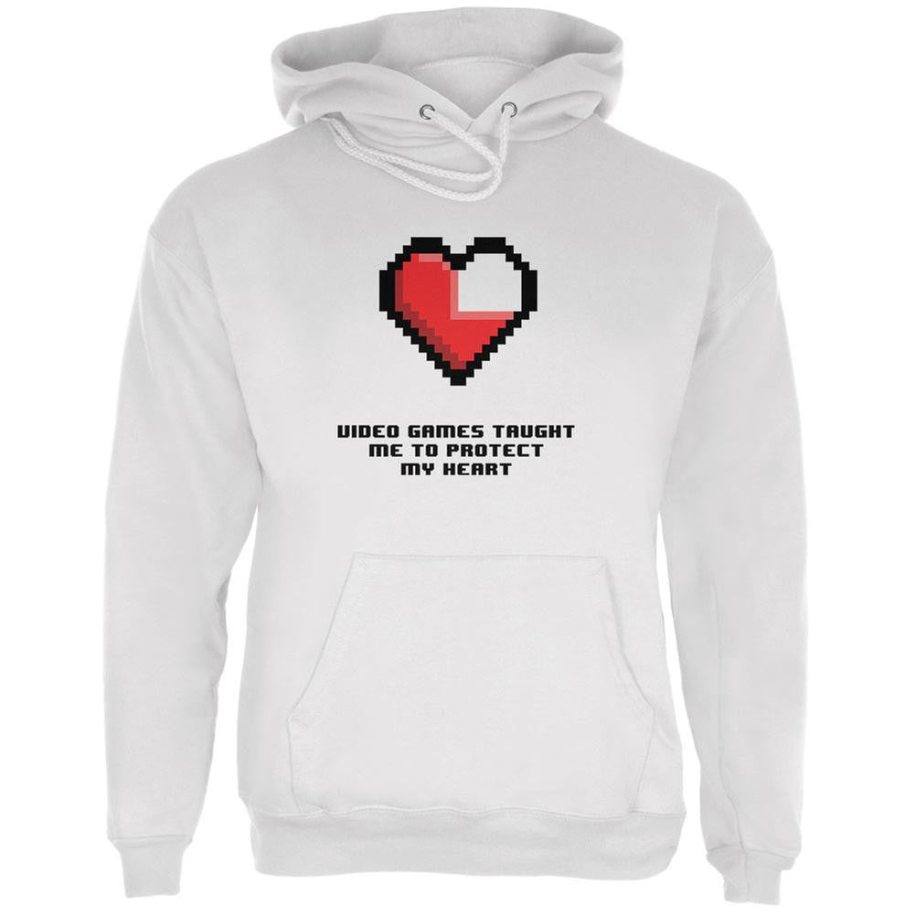 Video Games Protect My Heart White Adult Hoodie Men's Hoodies Old Glory LG White 