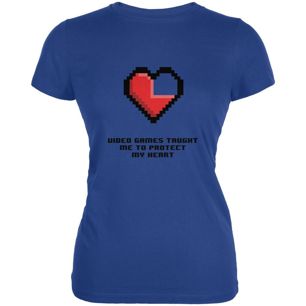 Video Games Protect My Heart Royal Juniors Soft T-Shirt Juniors T-Shirts Old Glory 2XL Blue 