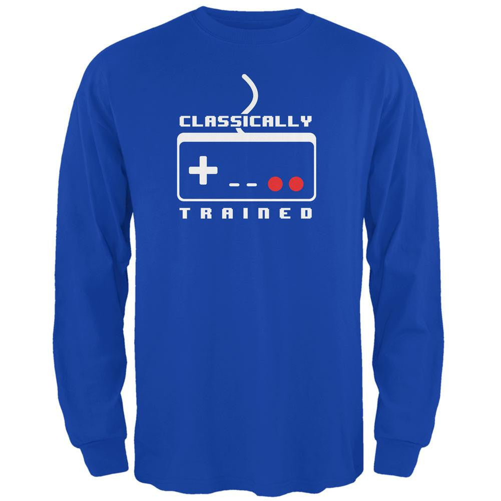 Video Games Classically Trained Royal Adult Long Sleeve T-Shirt Men's Long Sleeves Old Glory 2XL Blue 