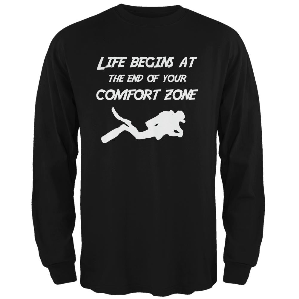 Comfort Zone Scuba Diving Black Adult Long Sleeve T-Shirt Men's Long Sleeves Old Glory 2XL Black 