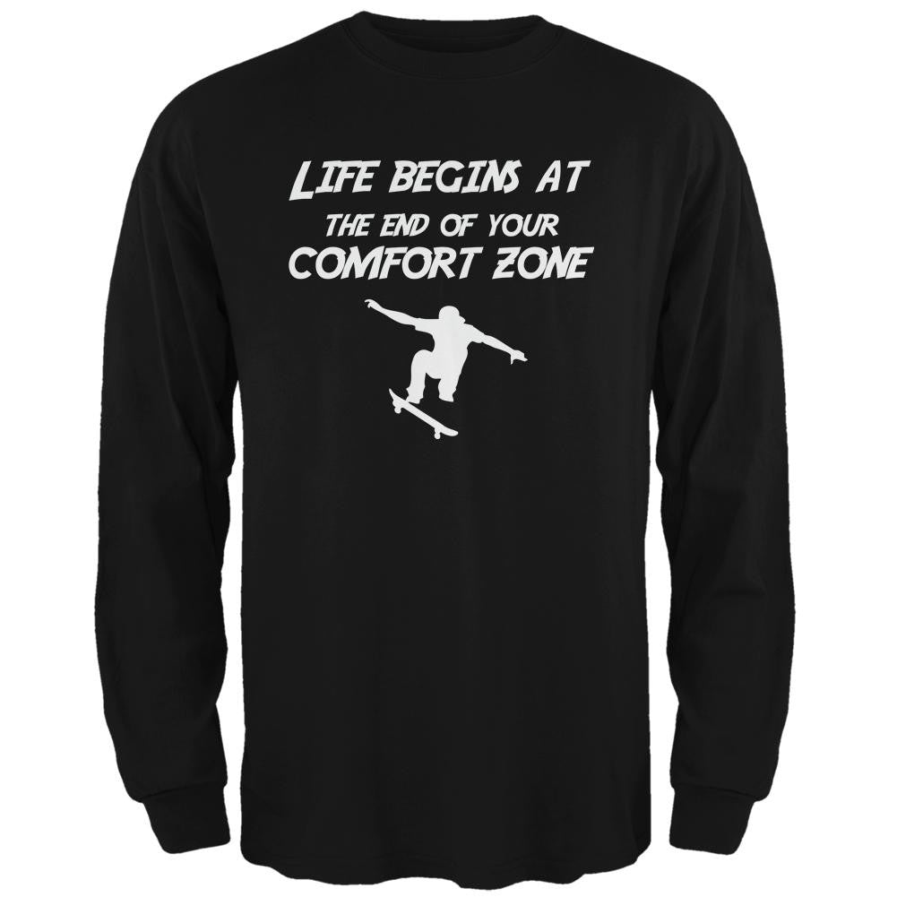 Comfort Zone Skateboarding Black Adult Long Sleeve T-Shirt Men's Long Sleeves Old Glory 2XL Black 