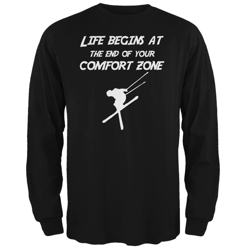 Comfort Zone Skiing Black Adult Long Sleeve T-Shirt Men's Long Sleeves Old Glory 2XL Black 