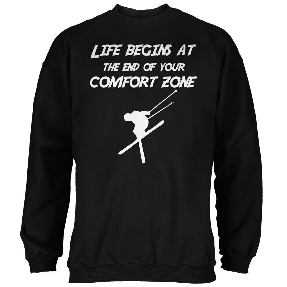 Comfort Zone Skiing Black Adult Sweatshirt Men's Sweatshirts Old Glory 2XL Black 