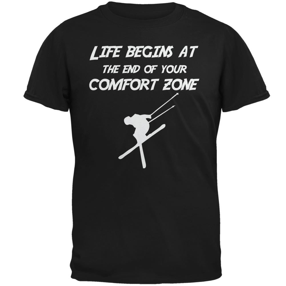 Comfort Zone Skiing Black Adult T-Shirt Men's T-Shirts Old Glory 2XL Black 