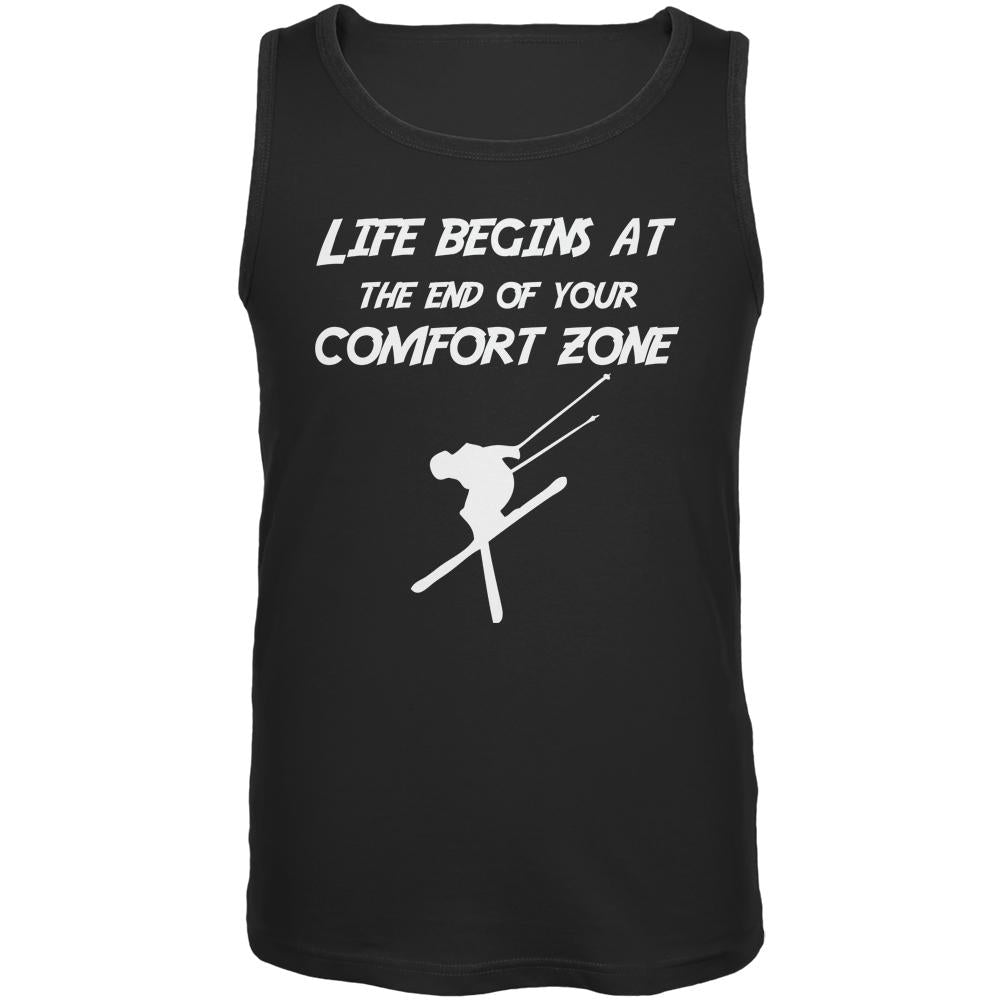 Comfort Zone Skiing Black Adult Tank Top Men's Tank Tops Old Glory 2XL Black 