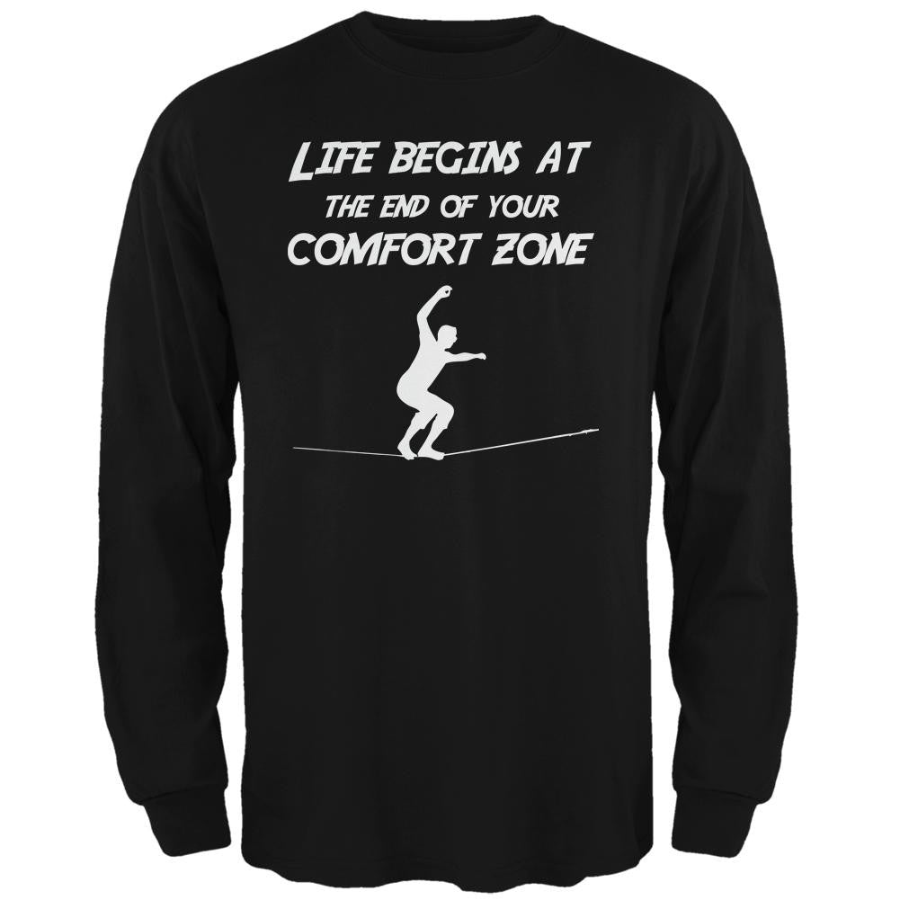 Comfort Zone Slackline Black Adult Long Sleeve T-Shirt Men's Long Sleeves Old Glory 2XL Black 