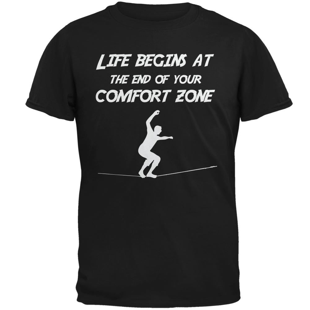 Comfort Zone Slackline Black Adult T-Shirt Men's T-Shirts Old Glory 2XL Black 