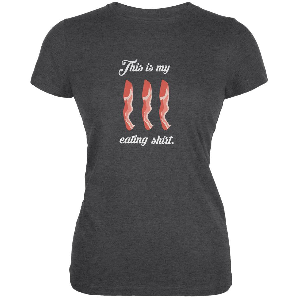 This Is My Bacon Eating Shirt Dark Heather Juniors Soft T-Shirt Juniors T-Shirts Old Glory 2XL Grey 