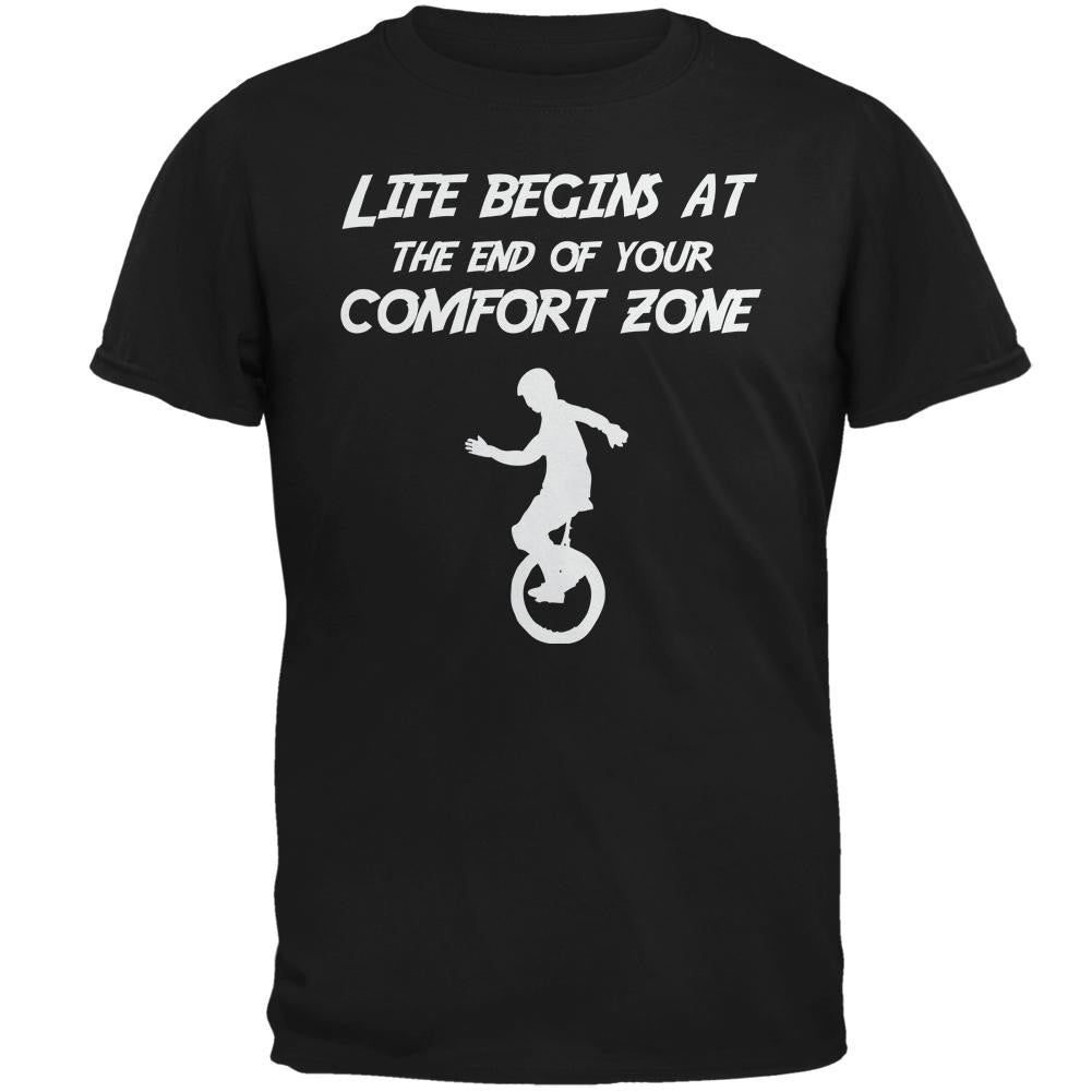 Comfort Zone Unicycle Black Adult T-Shirt Men's T-Shirts Old Glory 2XL Black 