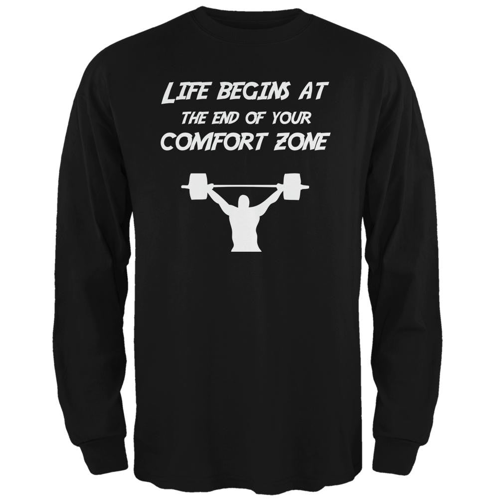 Comfort Zone Weight Lifting Black Adult Long Sleeve T-Shirt Men's Long Sleeves Old Glory 2XL Black 