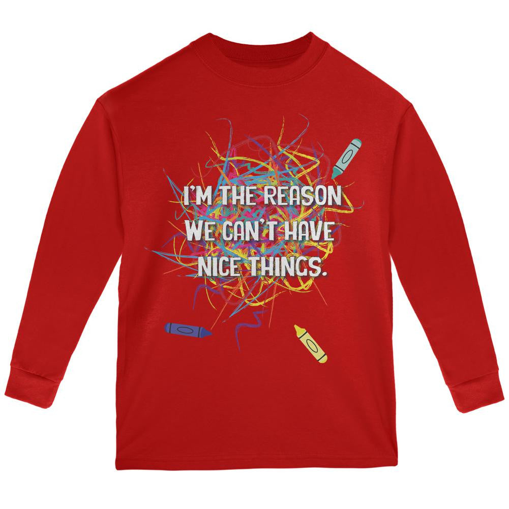 The Reason We Cant Have Nice Things Red Youth Long Sleeve T-Shirt Youth Long Sleeves Old Glory LG Red 