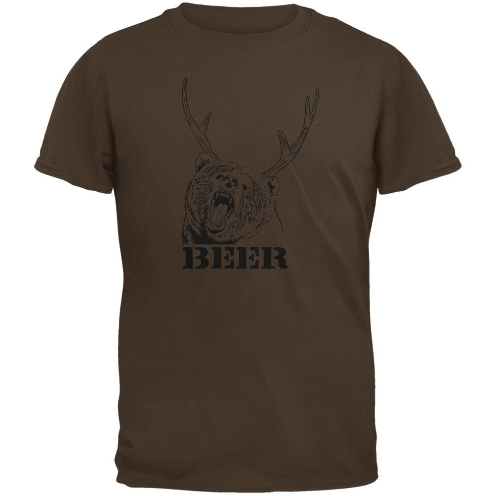 Bear Plus Deer Equals Beer Brown Adult T-Shirt Men's T-Shirts Old Glory SM Brown 