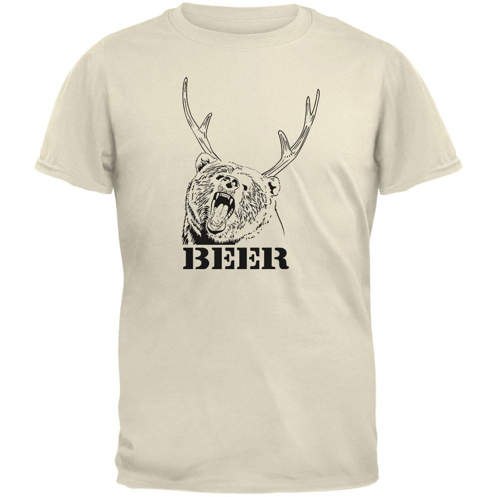 Bear Plus Deer Equals Beer Natural Adult T-Shirt Men's T-Shirts Old Glory SM Beige 