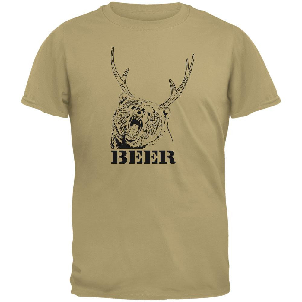 Bear Plus Deer Equals Beer Tan Adult T-Shirt Men's T-Shirts Old Glory SM Beige 