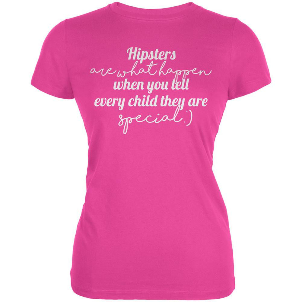 Hipsters Are What Happen Hot Pink Juniors Soft T-Shirt Juniors T-Shirts Old Glory 2X Pink 