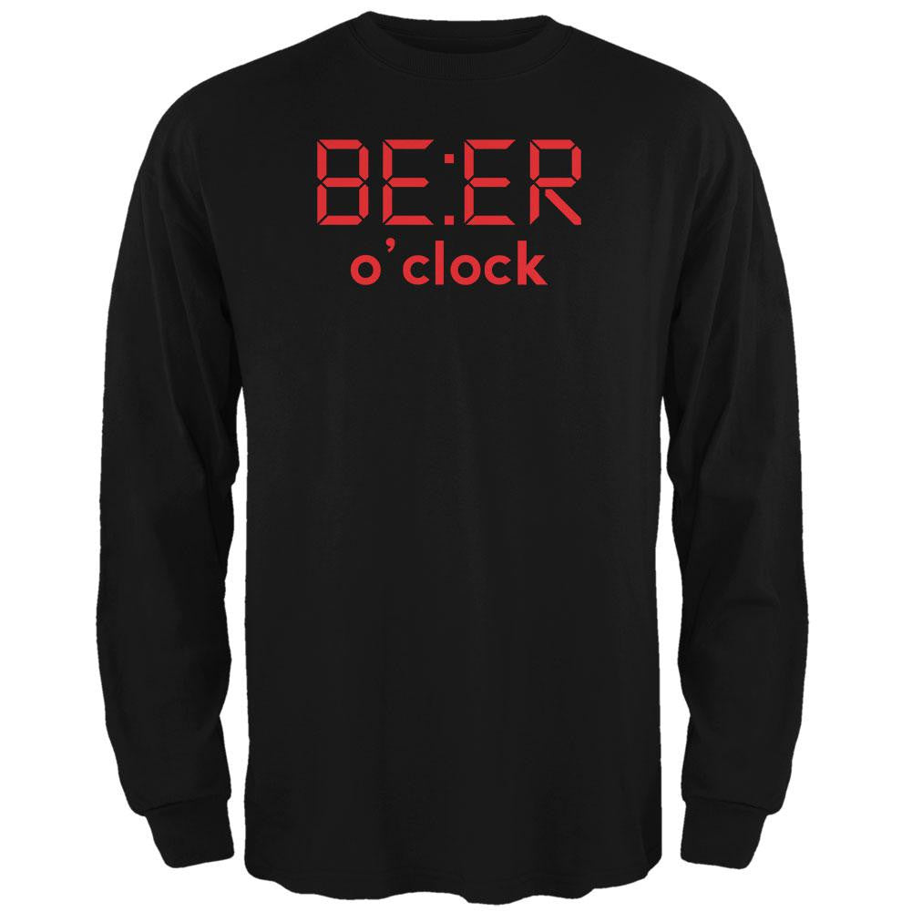 Beer O'clock Black Adult Long Sleeve T-Shirt Men's Long Sleeves Old Glory SM Black 