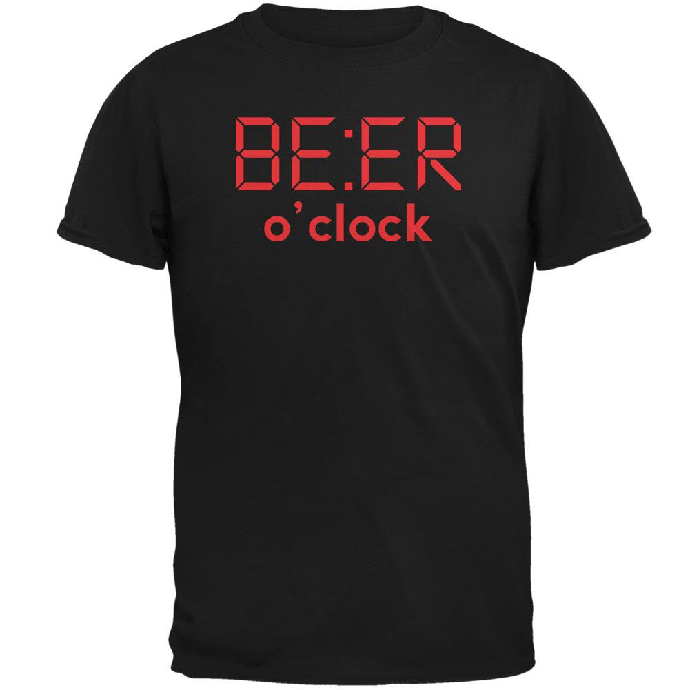 Beer O'clock Black Soft Adult T-Shirt Men's T-Shirts Old Glory SM Black 